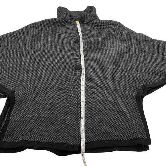 American South Side alpaca wool poncho herringbone charcoal gray OS neutral cozy - Picture 8 of 10